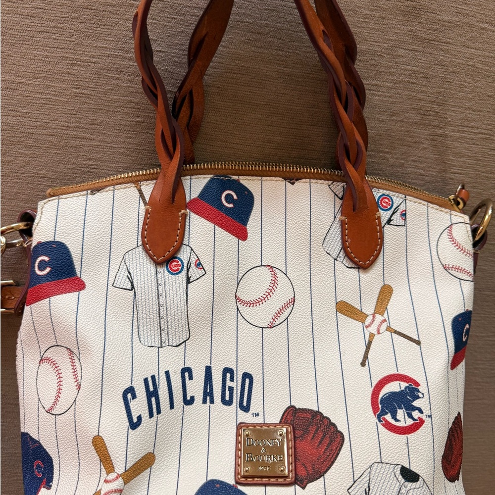 Dooney & Bourke Chicago Baseball Tote - White and Brown